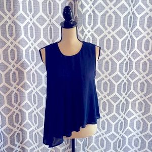 EUC HYFVE Navy Blue Asymmetric Blouse. Sz Med.